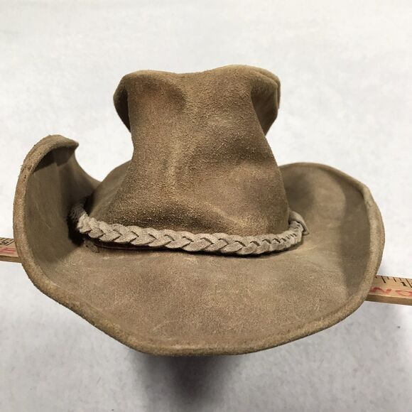 MINNETONKA Leather Stetson Fedora Men L Brown Braid Strap Western Outback - Picture 4 of 12